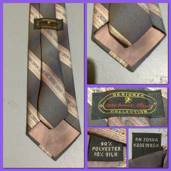 Vtg Patterned Stripe Tie_147 - Picture 3 of 6